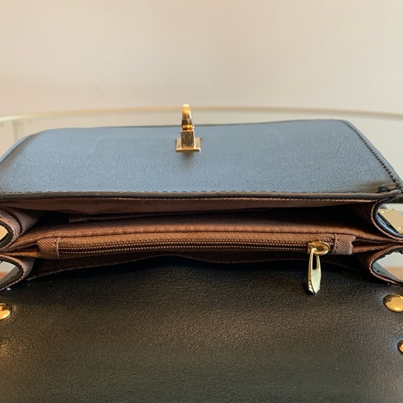 Black Crossbody with spikes and turn lock closure - Picture 8 of 16